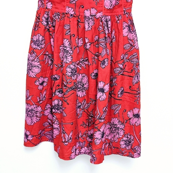 Band Of The Free Sz M Floral Red and Pink Smocked Pocker Strap Flowy Sundress - Picture 5 of 11